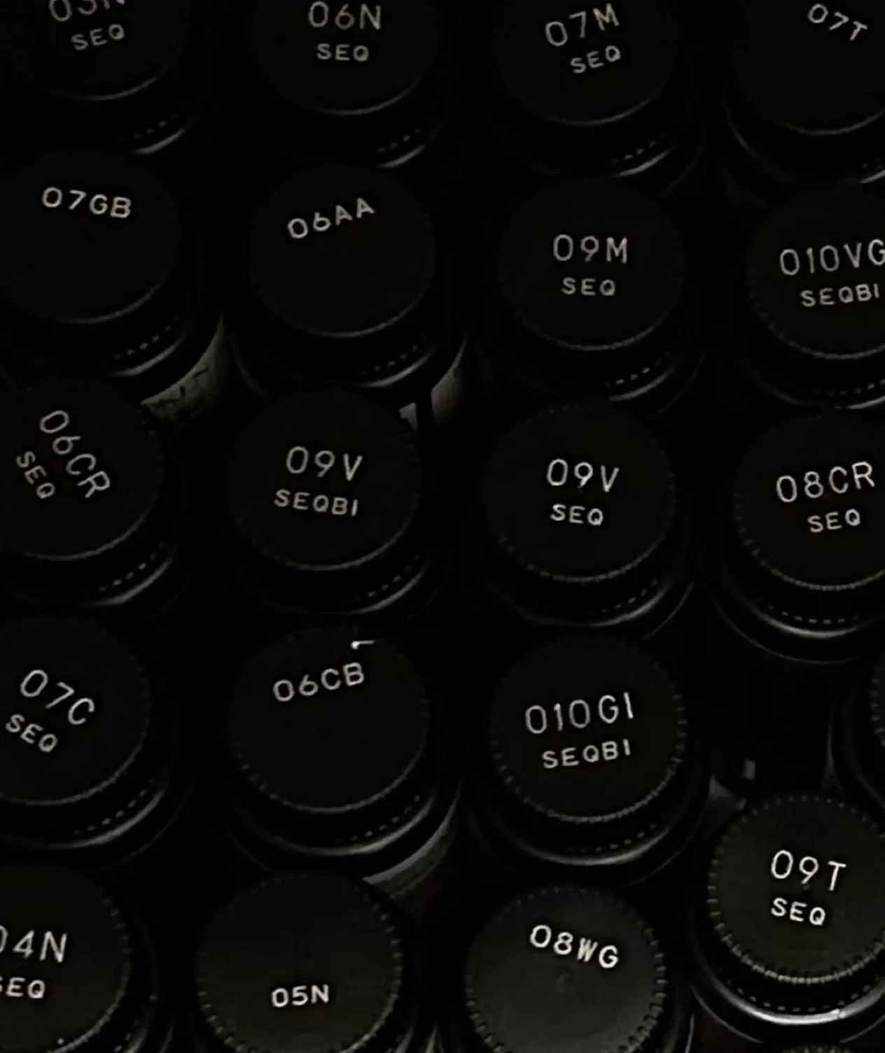 Professional hair color bottles arranged in the salon